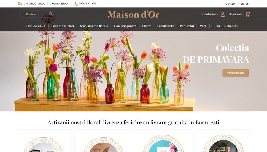 Pagina principală a magazinului Maison d'Ór