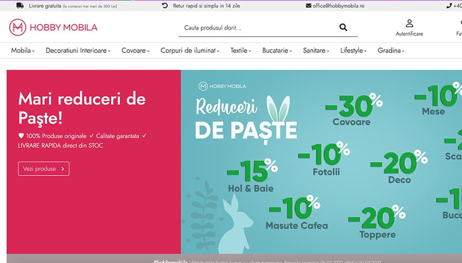 Captură din magazinul online Hobby Mobila