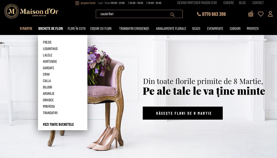 Captură din magazinul online Florăria Maison d'Ór