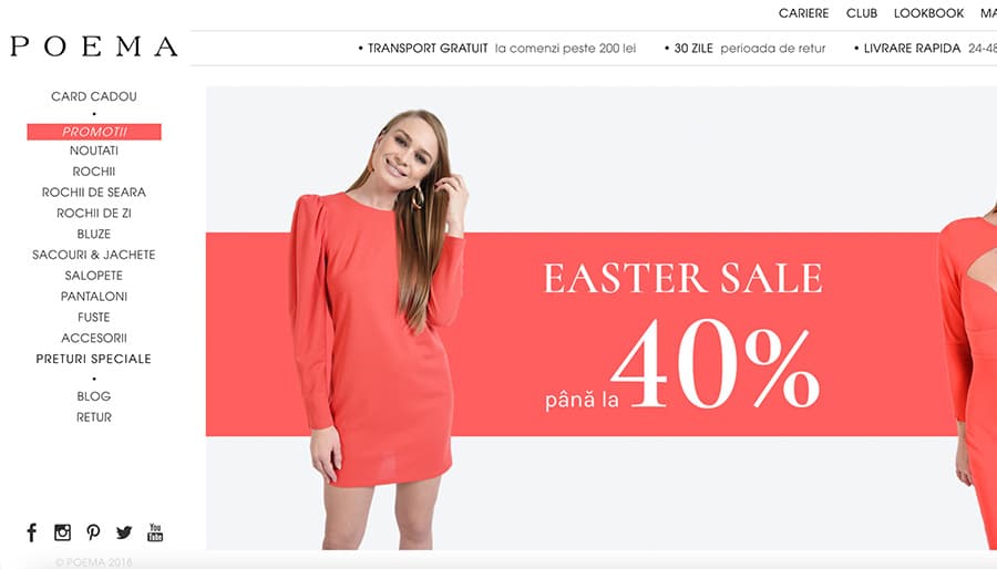 Captură din magazinul online Poema