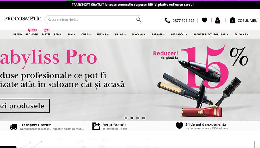 Captură din magazinul online Procosmetic